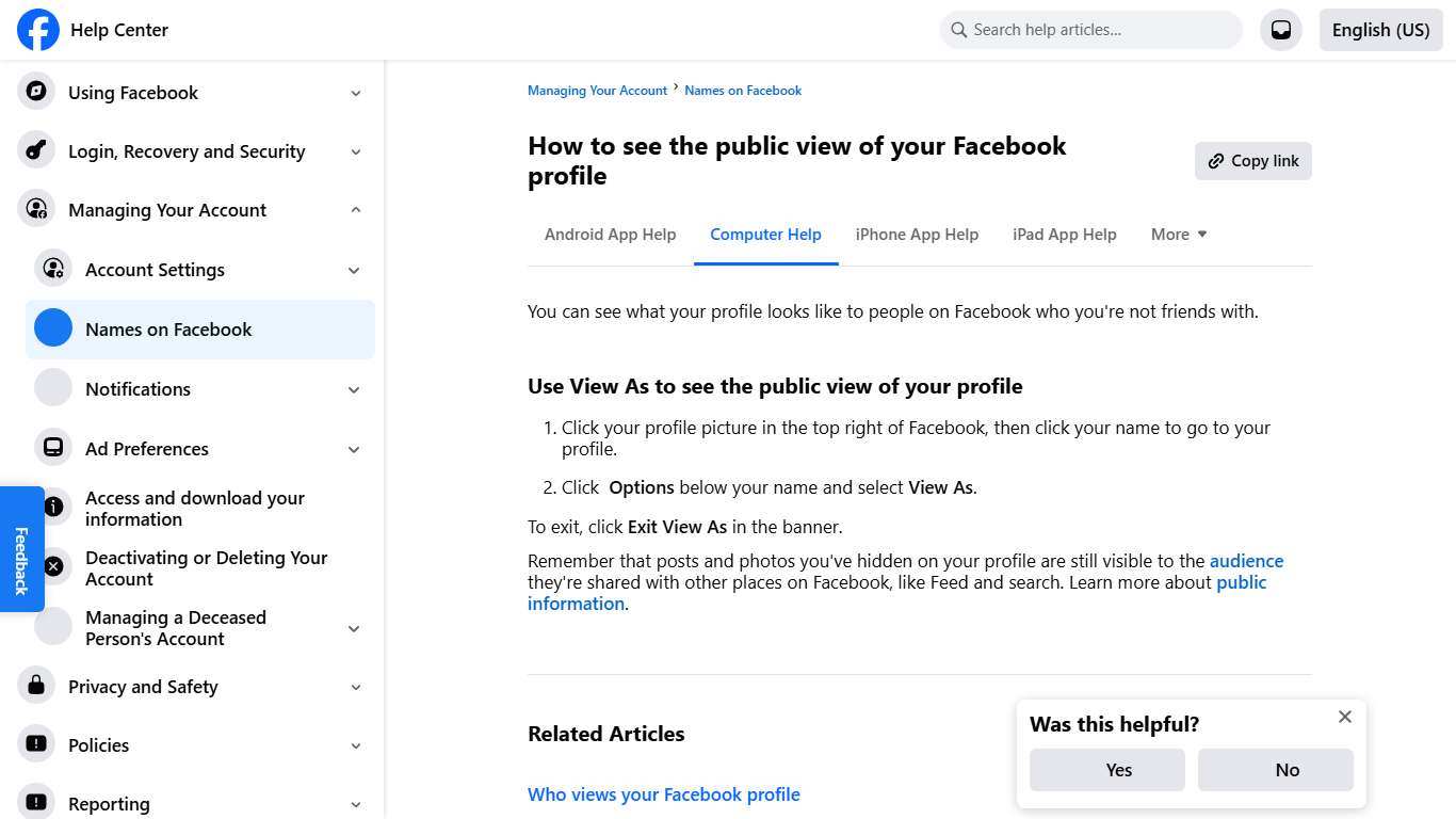 How to see the public view of your Facebook profile Facebook Help Center